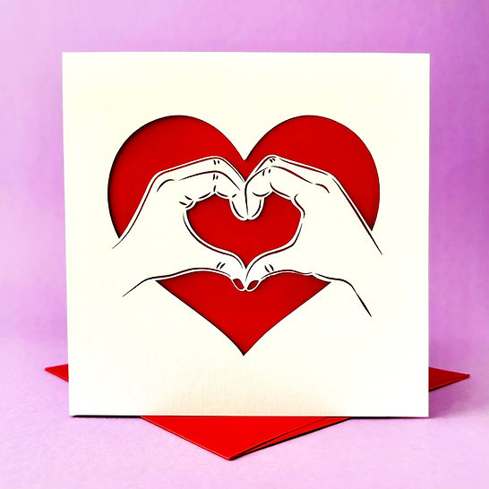 Heart Hands Papercut Card - Thumbnail 1