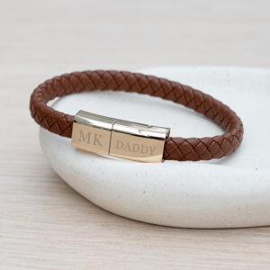 Personalised Men's USB-C Charger Bracelet | Tan - Abode Home & Gifts