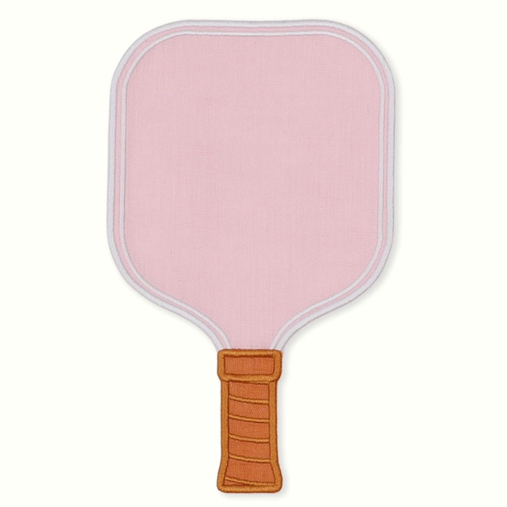 Set of Four Pink Pickleball Paddle Linen Cocktail Napkins - Thumbnail 3