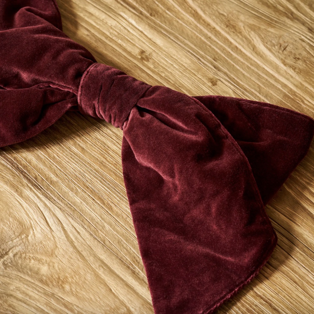 Luxurious Cotton Velvet Christmas Door Bow | Berry Red - Thumbnail 2
