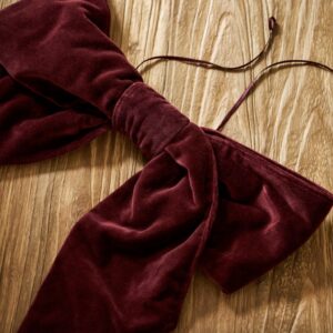 Luxurious Cotton Velvet Christmas Door Bow | Berry Red - Thumbnail 3