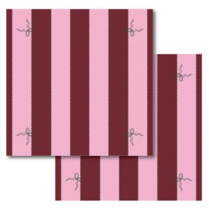 Set of Two Bold Stripe Burgundy Table Napkins - Abode Home & Gifts