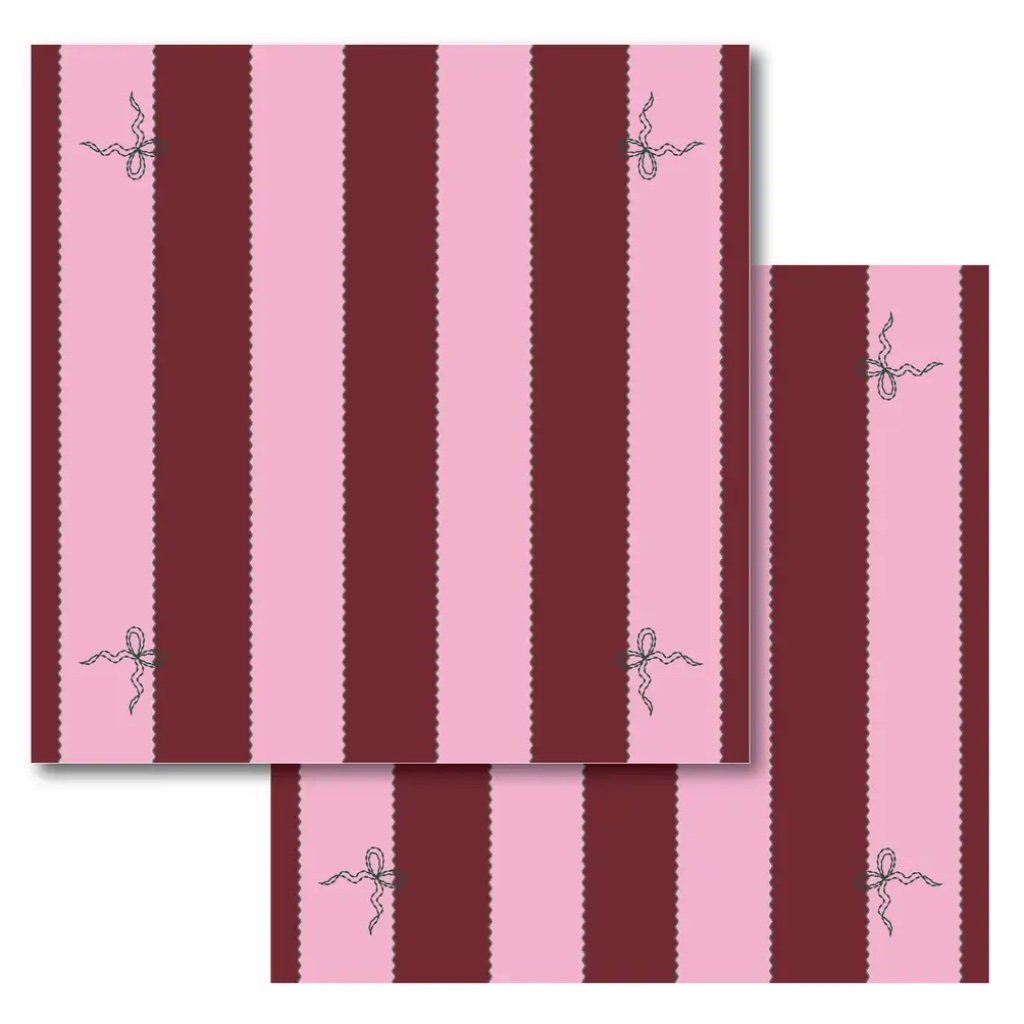 Set of Two Bold Stripe Burgundy Table Napkins - Thumbnail 1