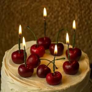 Set of Eight Cherry Birthday Cake Candles - Abode Home & Gifts