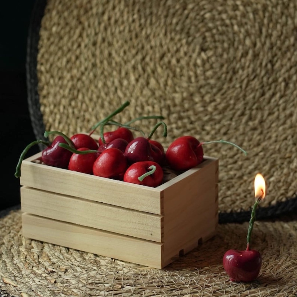 Set of Eight Cherry Birthday Cake Candles - Thumbnail 4