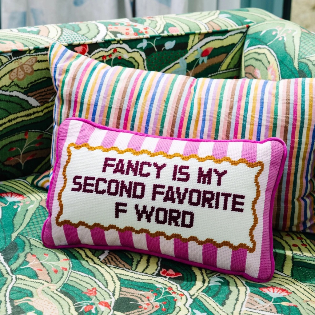 'Fancy' Needlepoint Pillow - Thumbnail 1