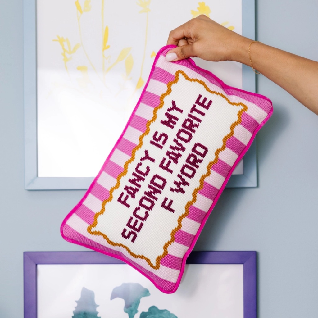 'Fancy' Needlepoint Pillow - Thumbnail 2