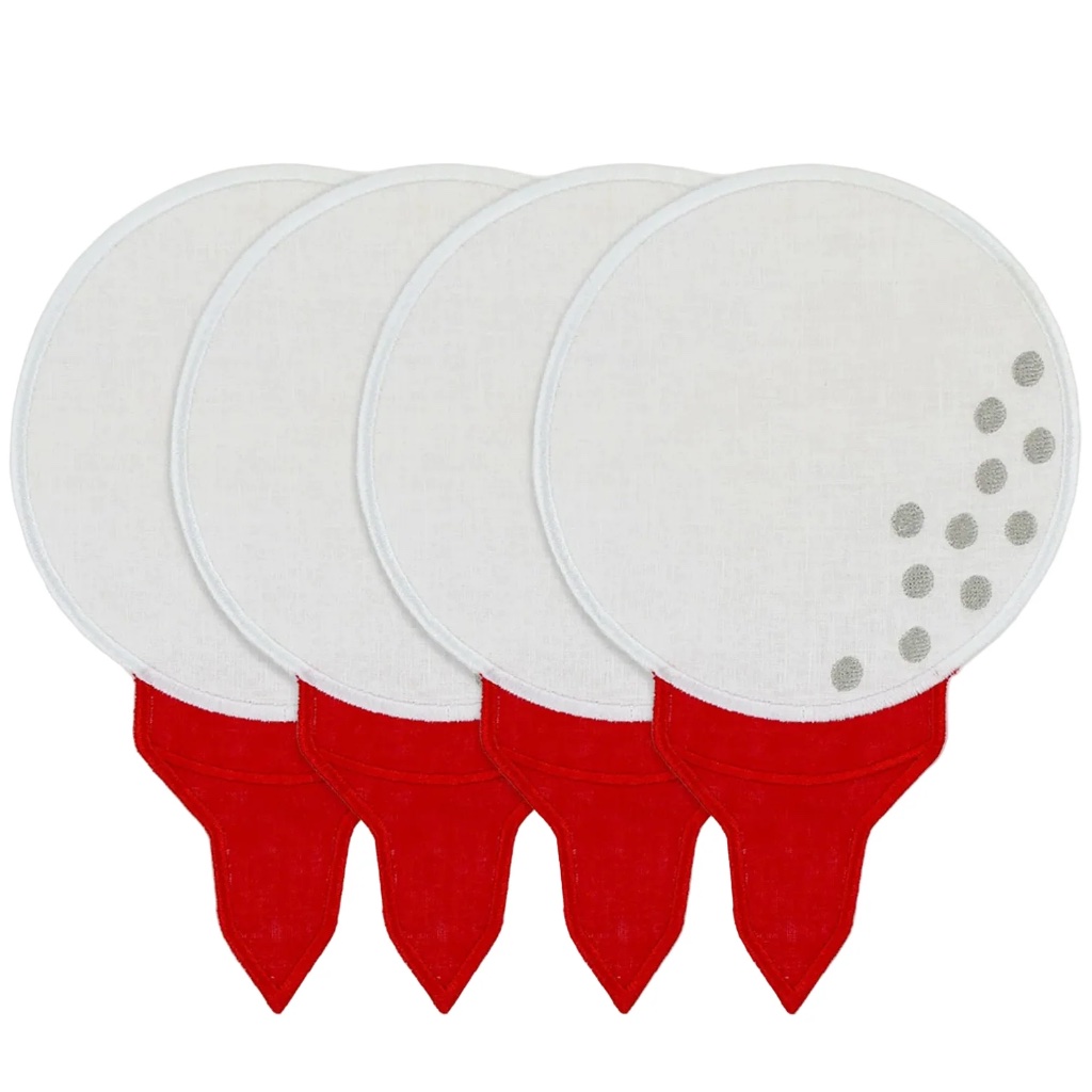 Set of Four Golf Tee Cocktail Napkins - Thumbnail 3