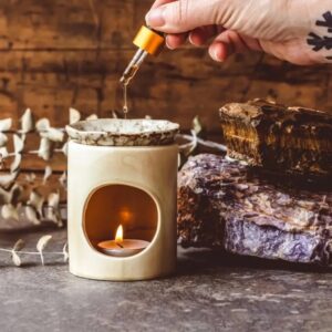 Handmade Crackled Cream Ceramic Oil Burner & Wax Warmer - Abode Home & Gifts