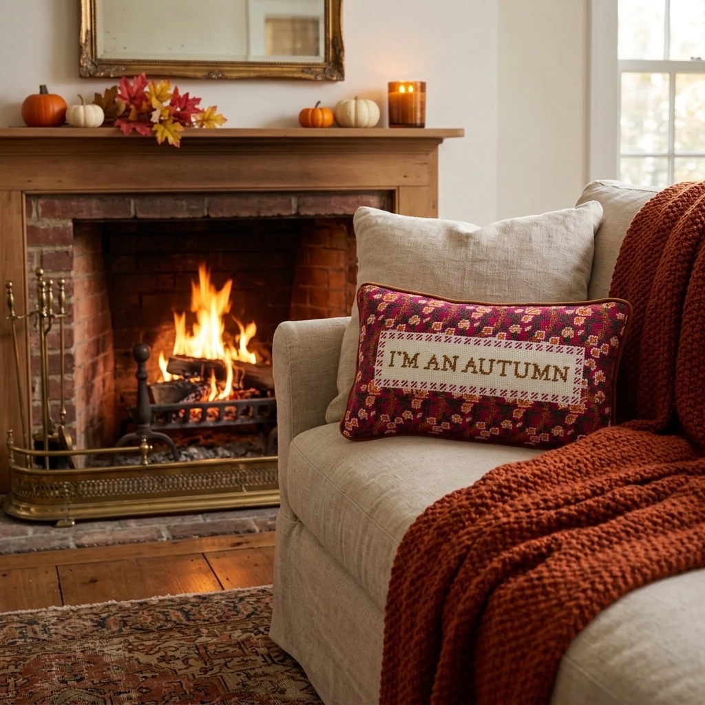 'I'm An Autumn' Needlepoint Pillow - Thumbnail 2