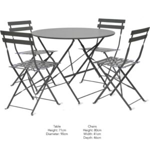 Large Bistro Table And Chair Set | Carbon - Thumbnail 2