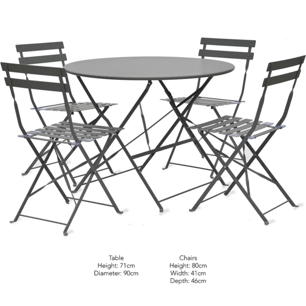 Large Bistro Table And Chair Set | Carbon - Thumbnail 2