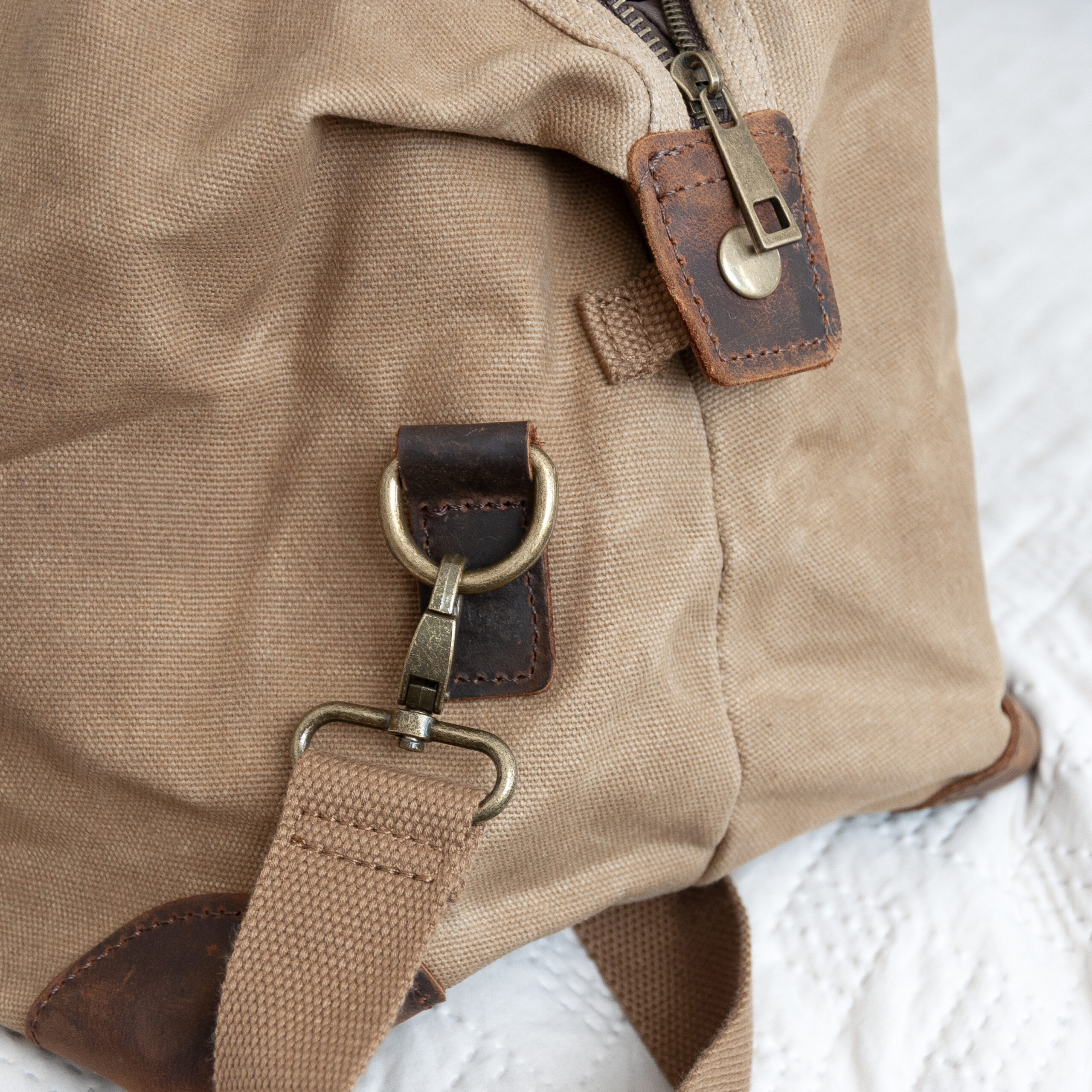 Monogrammed Luxury Waxed Canvas Holdall | Brown - Thumbnail 3