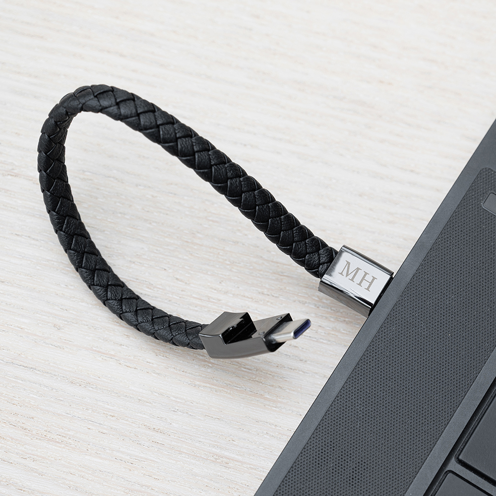 Personalised Men's USB-C Charger Bracelet | Black - Thumbnail 5