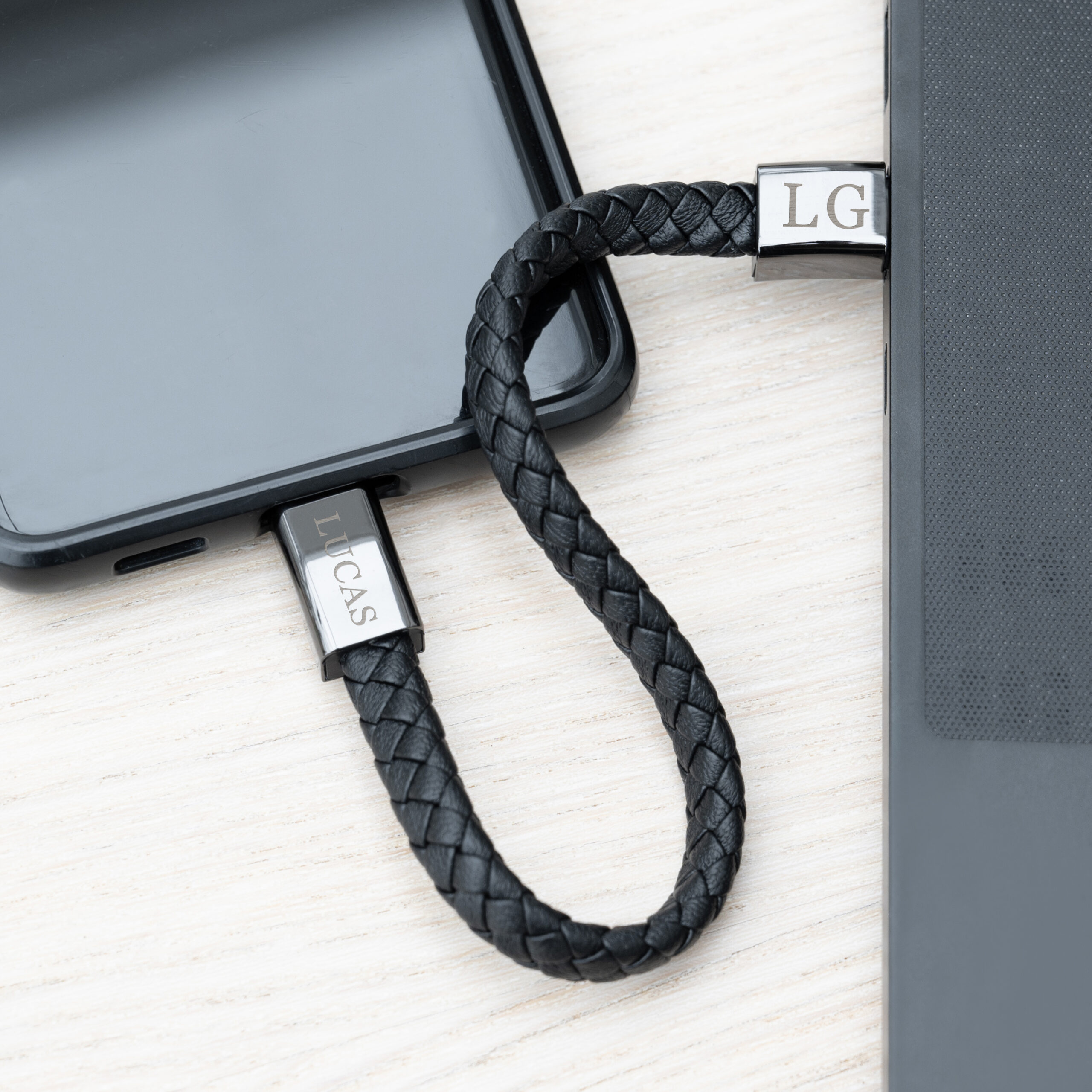 Personalised Men's USB-C Charger Bracelet | Black - Thumbnail 4