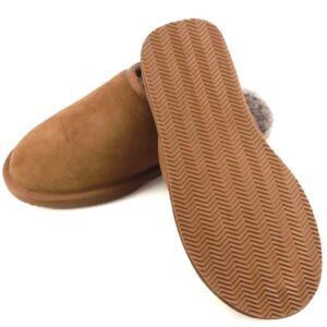 Mens Sheepskin Lined Slipper Mule | Chestnut & Natural - Thumbnail 3