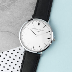 Men’s Modern Vintage Personalised Leather Watch | Black - Thumbnail 2