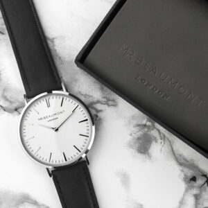 Men’s Modern Vintage Personalised Leather Watch | Black - Thumbnail 3