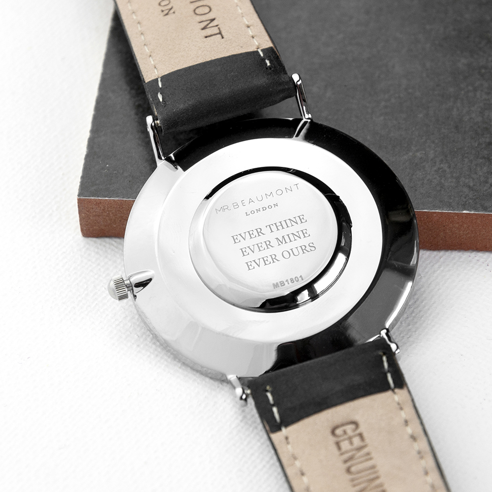 Men's Modern Vintage Personalised Leather Watch | Black - Thumbnail 5