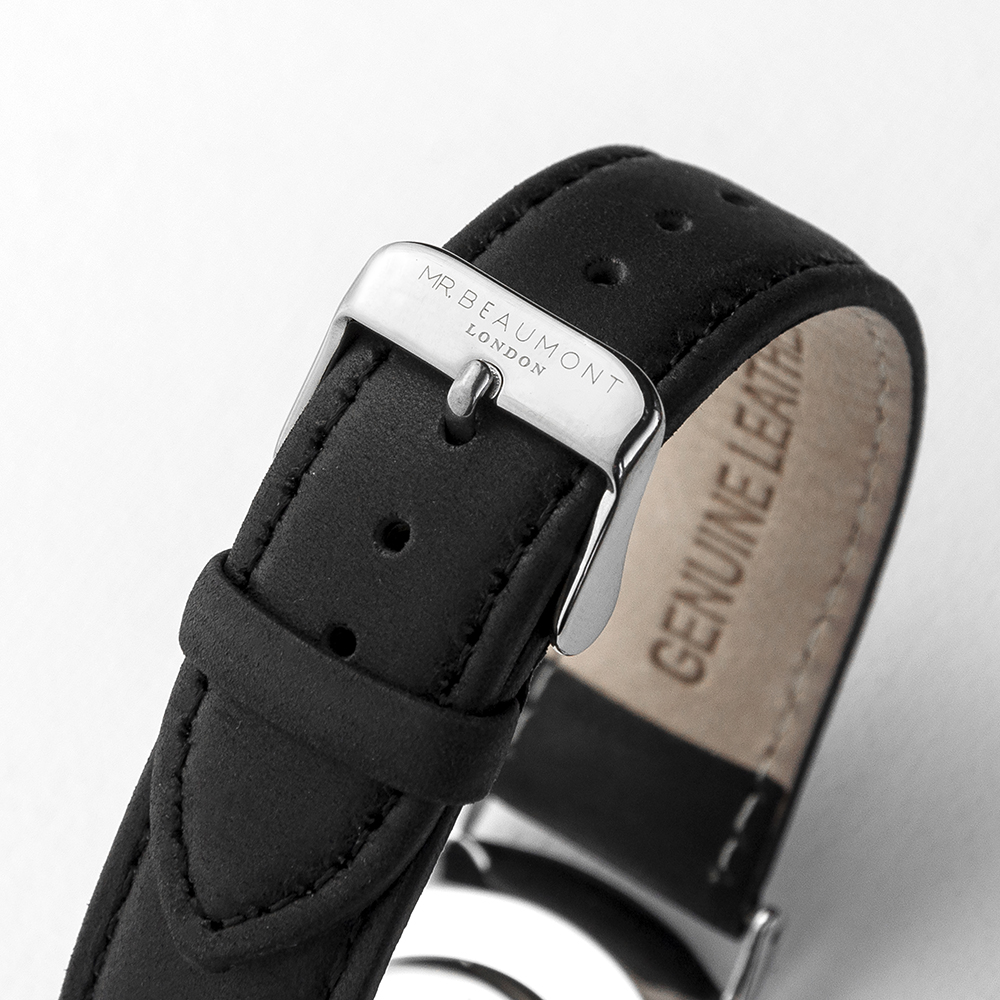 Men's Modern Vintage Personalised Leather Watch | Black - Thumbnail 8