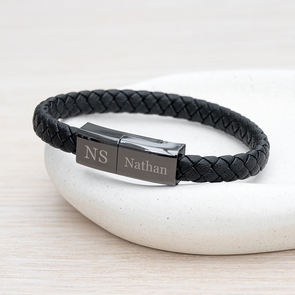 Personalised Men's USB-C Charger Bracelet | Black - Thumbnail 2