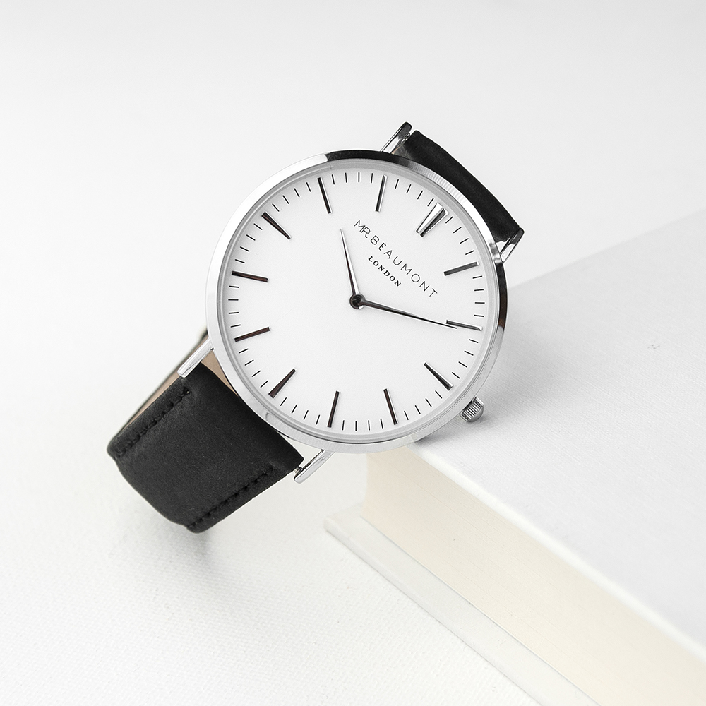 Men's Modern Vintage Personalised Leather Watch | Black - Thumbnail 7
