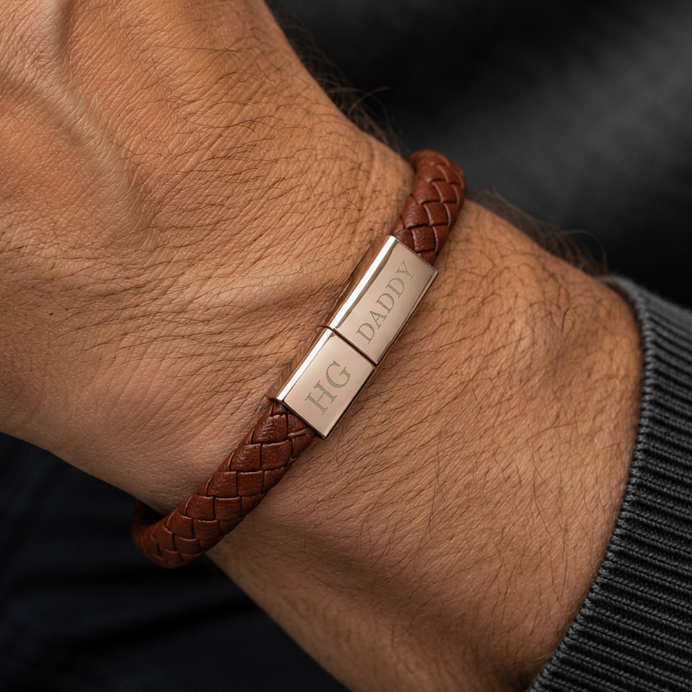 Personalised Men's USB-C Charger Bracelet | Tan - Thumbnail 6