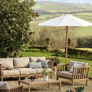 Natural Teak Garden Parasol | 2.5m - Abode Home & Gifts