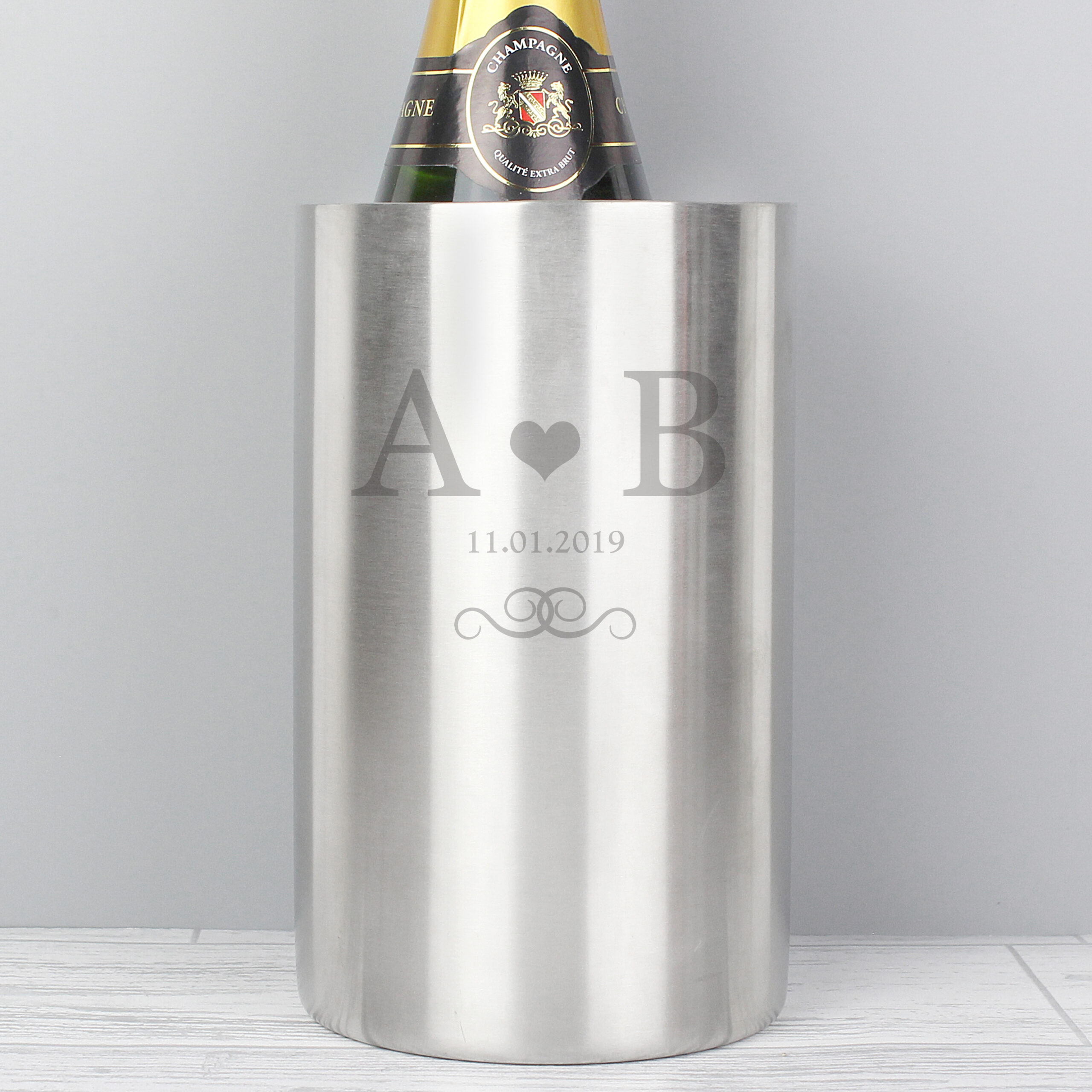 Personalised Monogram Stainless Steel Wine Cooler - Thumbnail 3