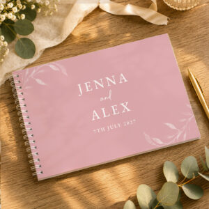 Personalised Botanical Soft Pink Wedding Guest Book - Abode Home & Gifts