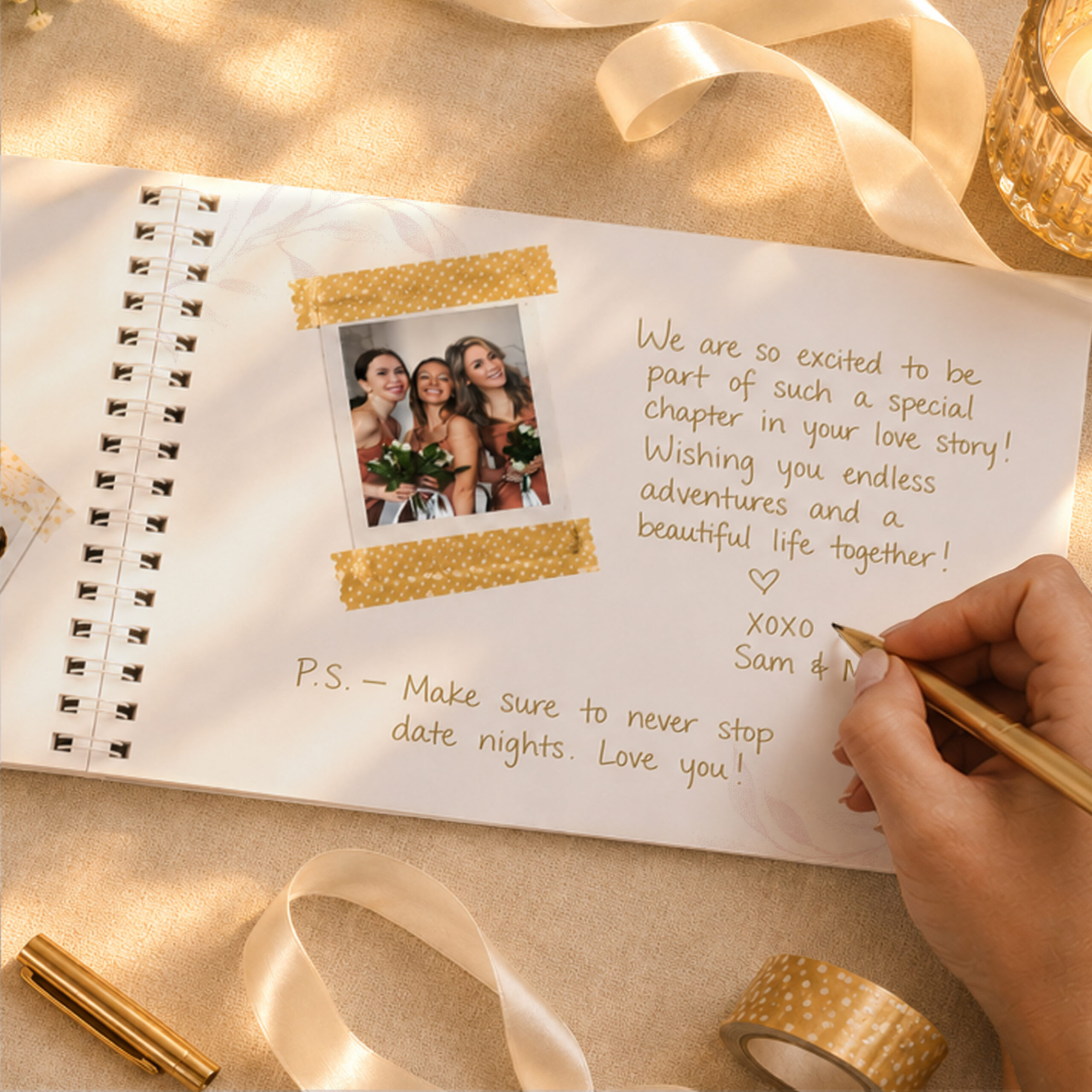 Personalised Botanical Soft Pink Wedding Guest Book - Thumbnail 4
