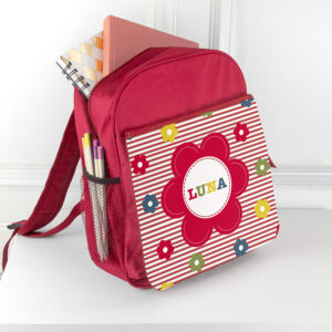 Personalised Girl’s Floral Mini Rucksack | Red - Thumbnail 4