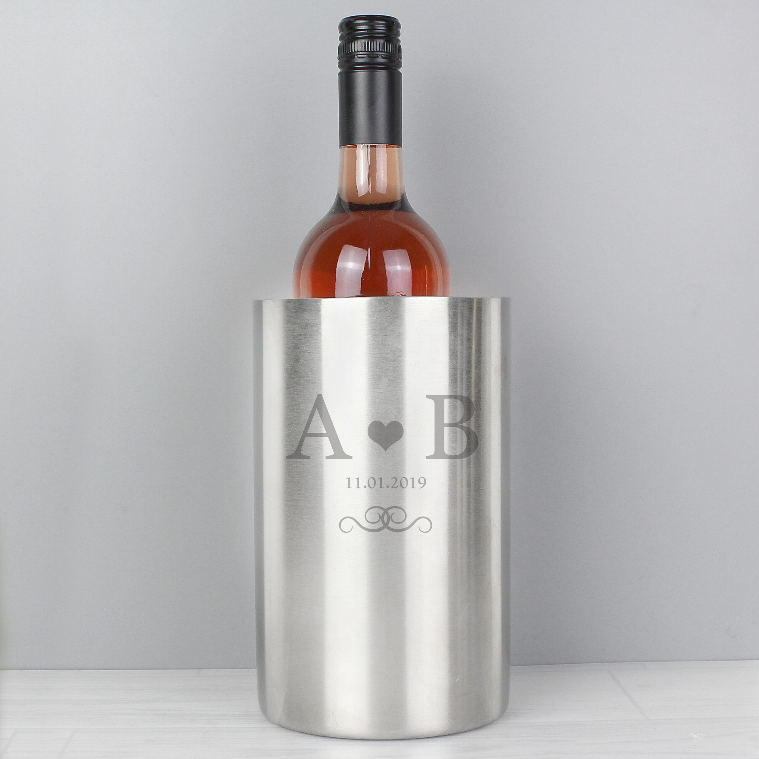 Personalised Monogram Stainless Steel Wine Cooler - Thumbnail 2