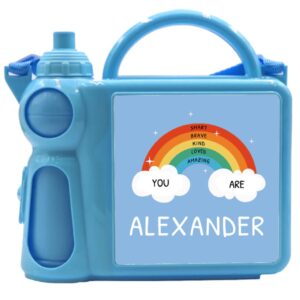 Personalised Kids Lunch Box with Water Bottle | Rainbow - Abode Home & Gifts