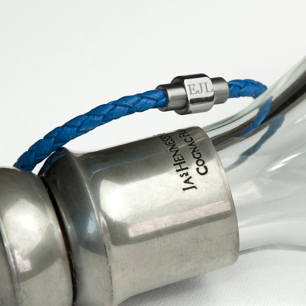 Personalised Men's Woven Leather Bracelet | Cobalt Blue - Thumbnail 2