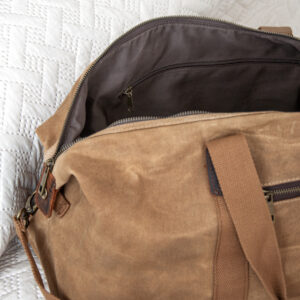 Monogrammed Luxury Waxed Canvas Holdall | Brown - Thumbnail 4