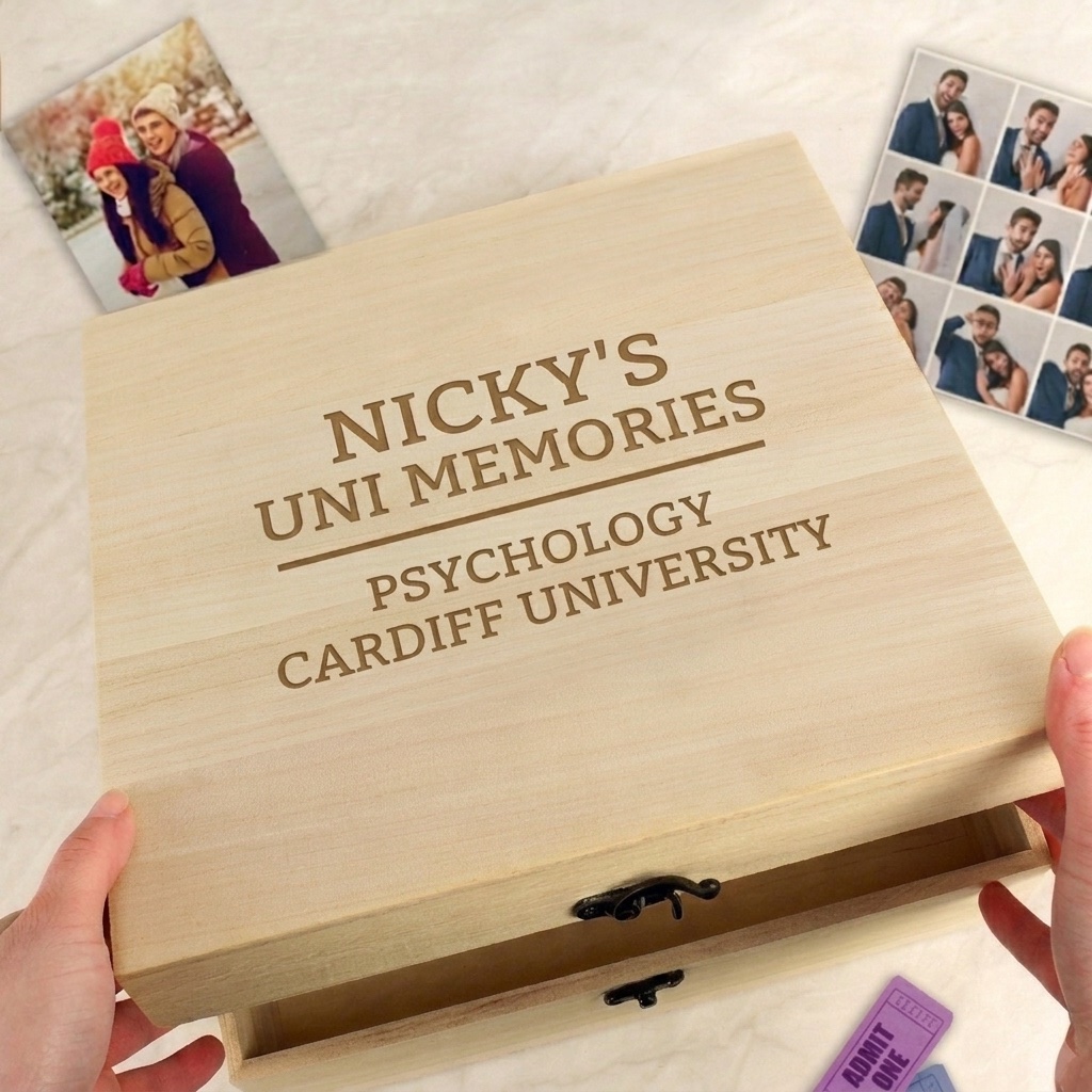 Personalised Wooden University Memory & Survival Box - Thumbnail 2