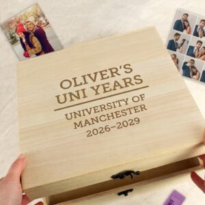 Personalised Wooden University Memory & Survival Box - Abode Home & Gifts