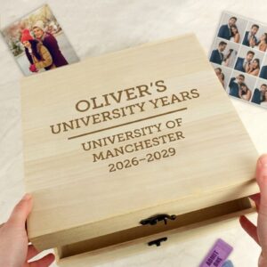 Personalised Wooden University Memory & Survival Box - Abode Home & Gifts