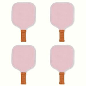 Set of Four Pink Pickleball Paddle Linen Cocktail Napkins - Abode Home & Gifts