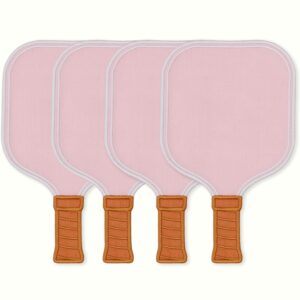 Set of Four Pink Pickleball Paddle Linen Cocktail Napkins - Thumbnail 2