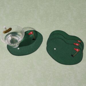Set of Four Putting Green Golf Linen Cocktail Napkins - Abode Home & Gifts