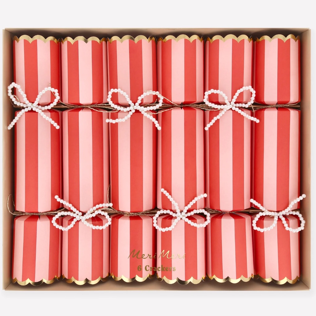 Set of Six Pearl Bow Crackers - Thumbnail 1