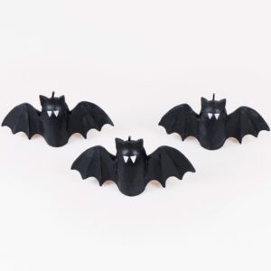 Set of Three Black Bat Halloween Candles - Thumbnail 3