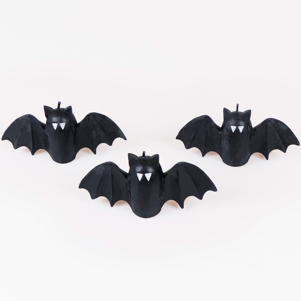 Set of Three Black Bat Halloween Candles - Thumbnail 3