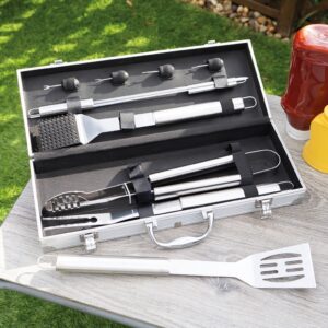 10-Piece Stainless Steel Grill Utensil Set with Aluminium Storage Case - Thumbnail 2