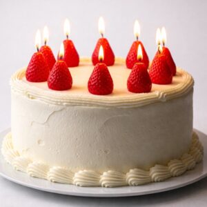 Set of Eight Handmade Strawberry Candle Cake Toppers - Abode Home & Gifts