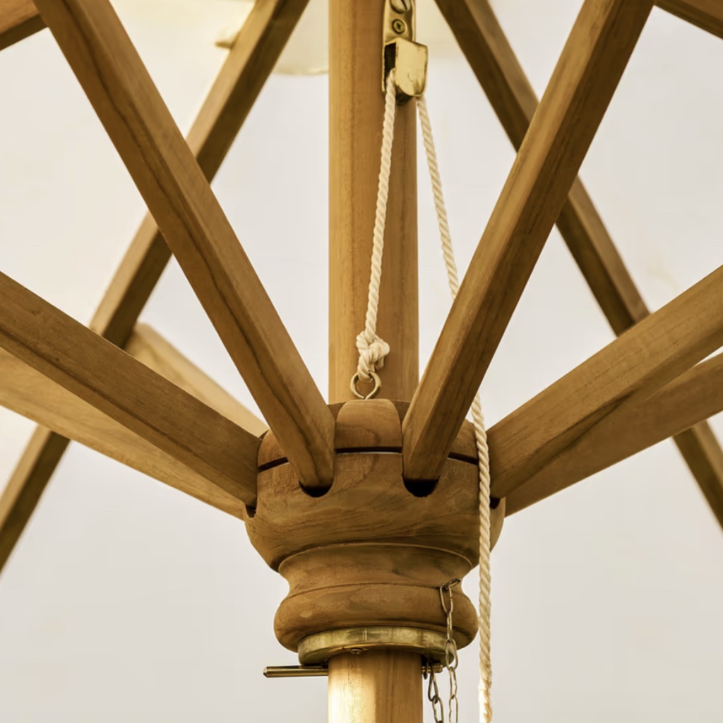 Natural Teak Garden Parasol | 2.5m - Thumbnail 4