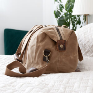 Monogrammed Luxury Waxed Canvas Holdall | Brown - Thumbnail 2