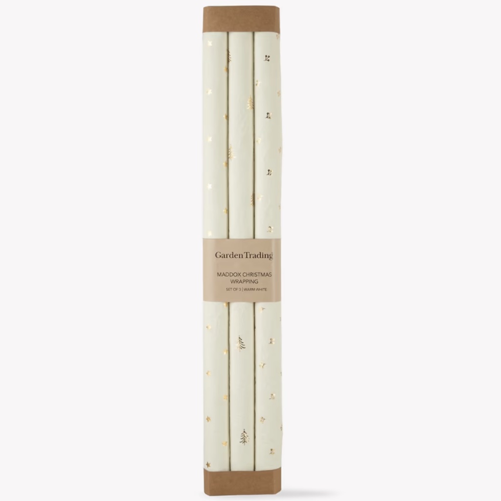 Set of Three Rolls of Christmas Gift Wrap | Warm White - Thumbnail 4